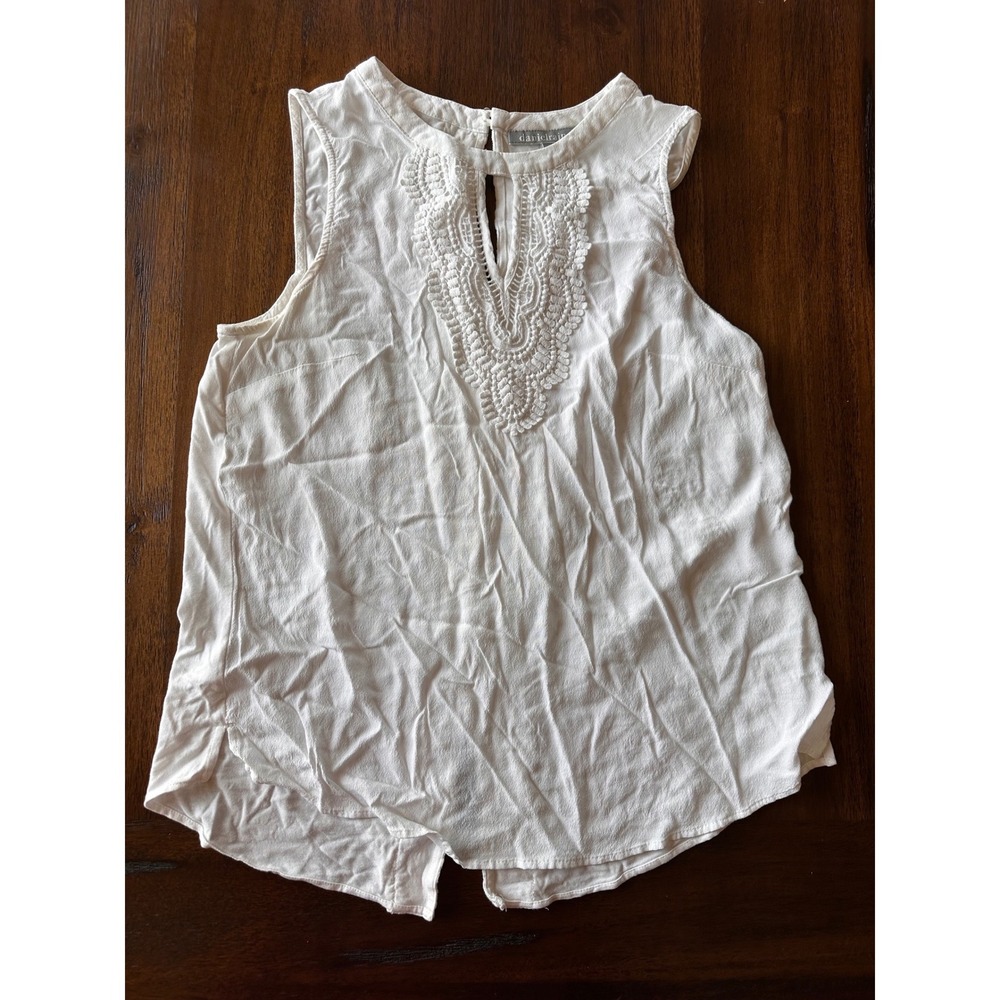 Daniel Rainn Womens White Sleeveless Lace Back Crochet Blouse Top D15302RY3 L